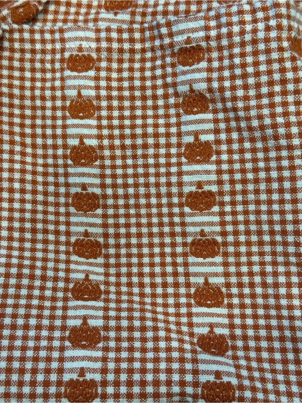 Orange Gingham Pumpkin Embroidered Napkins set of 8 unbranded